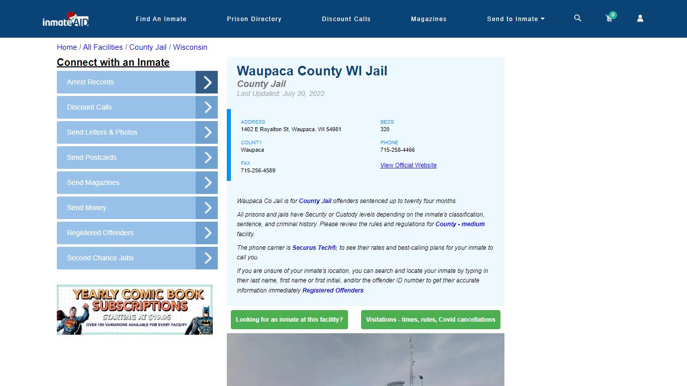 Waupaca County WI Jail - Inmate Locator - Waupaca, WI
